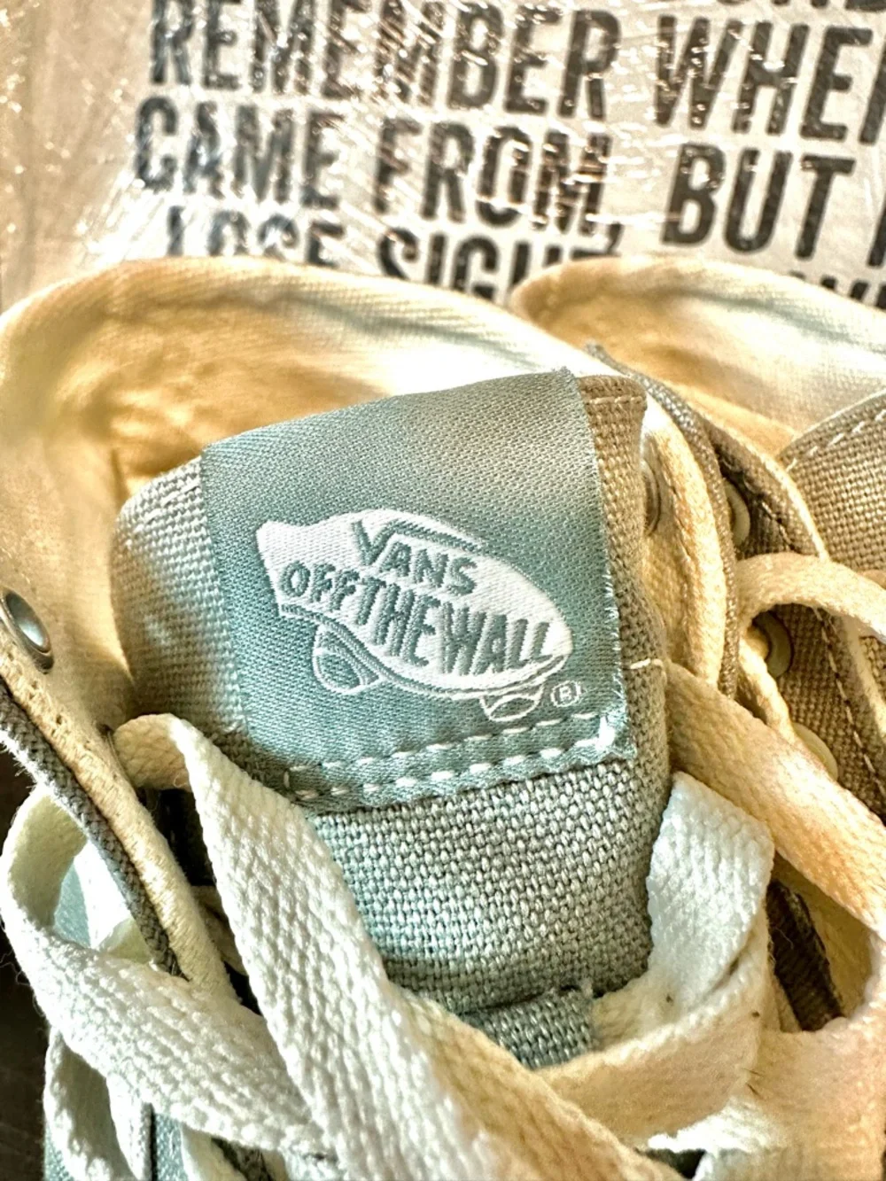 Vans Off The Wall Light Gray & White High-Top Sneakers - Picture 3 of 5